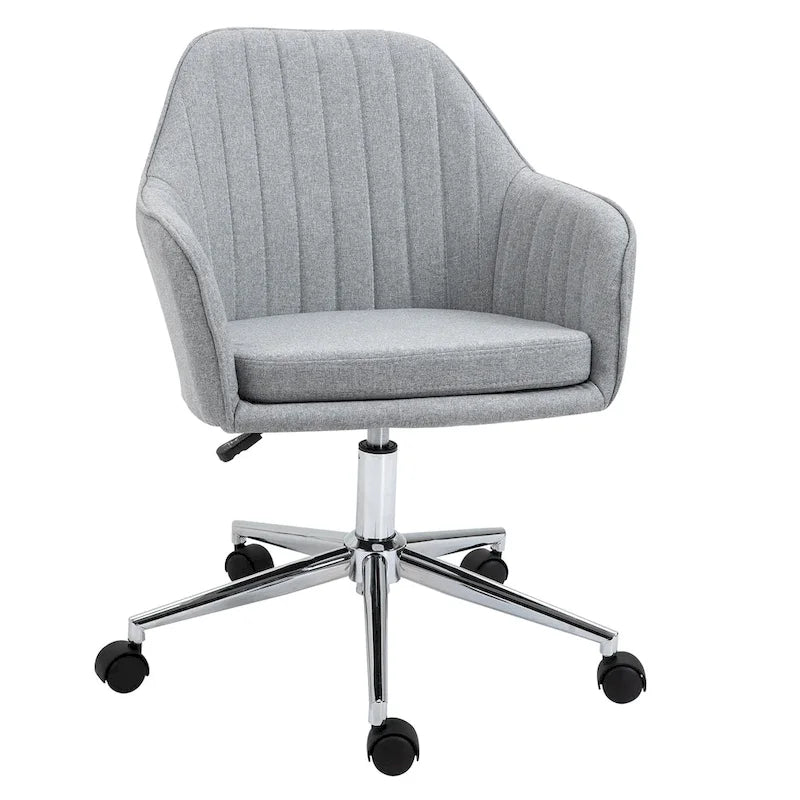 Sedia da ufficio girevole beige / grigio chiaro con schienale medio, a forma di conchiglia, seduta singola