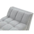 White / Light Grey Tufted Linen Bench, Mid-Century Style, 2-Person