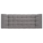 White / Light Grey Tufted Linen Bench, Mid-Century Style, 2-Person