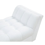 White / Light Grey Tufted Linen Bench, Mid-Century Style, 2-Person