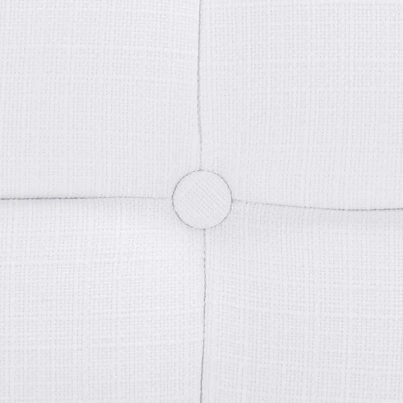 White / Light Grey Tufted Linen Bench, Mid-Century Style, 2-Person