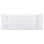White / Light Grey Tufted Linen Bench, Mid-Century Style, 2-Person