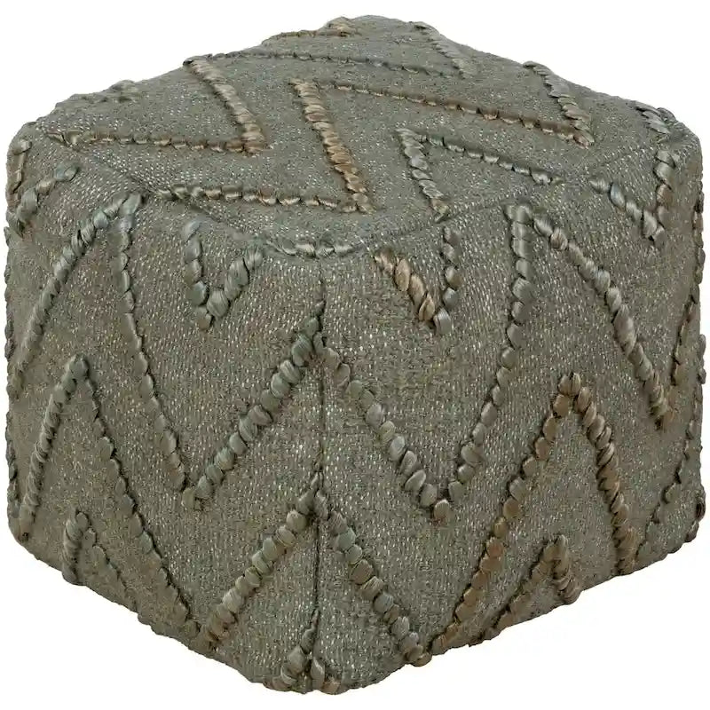 Woven Jute Square Pouf – Wheat / Camel / Dark Green, 1-Person Footrest & Extra Seat