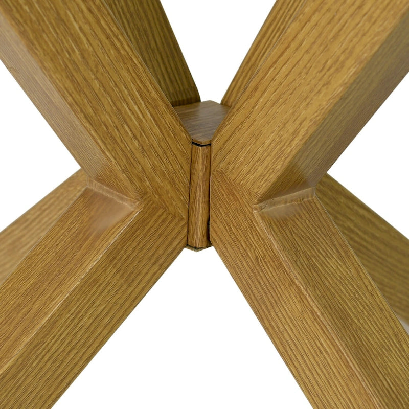 Brown Round Glass Dining Table, Mid-Century Style, Seats 2–4