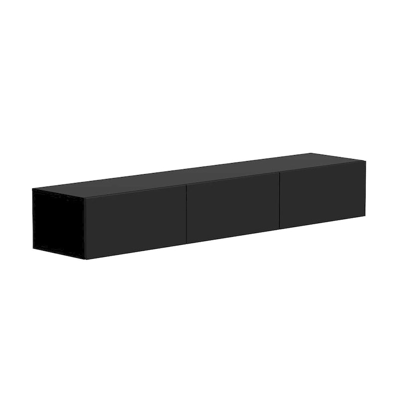 Mobile TV galleggiante a parete con luci LED, bianco e nero, adatto a TV fino a 75", montaggio con 1 persona