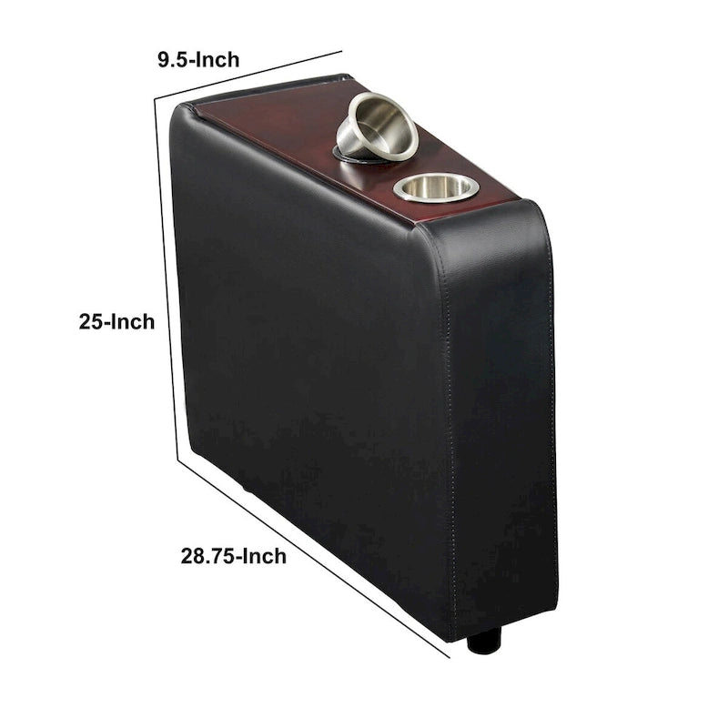 Mobile consolle per home theater in similpelle Nera e Argento con 2 portabicchieri rimovibili