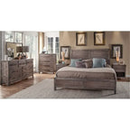 Letto a slitta grigio invecchiato e sbiancato – Queen / King