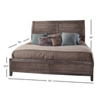 Letto a slitta grigio invecchiato e sbiancato – Queen / King