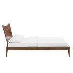 Letto a piattaforma Queen in noce per 1 persona, stile venatura del legno