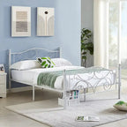 Struttura letto a piattaforma in metallo bianco vittoriano con testiera e pediera – Twin/Full/Queen