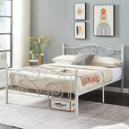 Struttura letto a piattaforma in metallo bianco vittoriano con testiera e pediera – Twin/Full/Queen