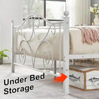 Struttura letto a piattaforma in metallo bianco vittoriano con testiera e pediera – Twin/Full/Queen