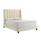 Bett in Queen Size, cremefarben, mit Flügelrücken und kanalgestepptem Bezug, Schlafplatz für 1 Person