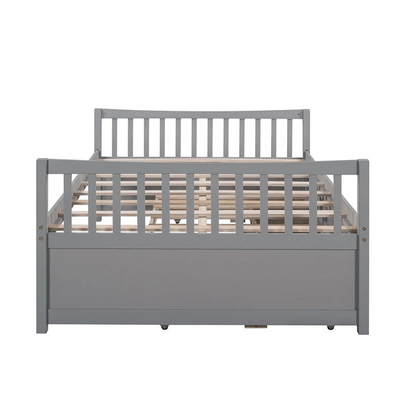 Letto da giorno grigio / bianco con letto estraibile e 3 cassetti – per 2 persone