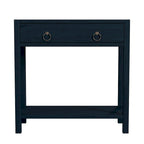 Navy/White/Natural Wood 1-Drawer Nightstand, Single