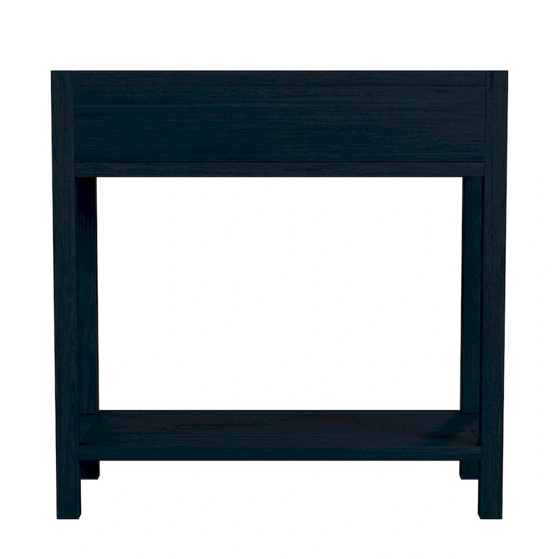 Navy/White/Natural Wood 1-Drawer Nightstand, Single
