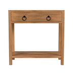 Navy/White/Natural Wood 1-Drawer Nightstand, Single