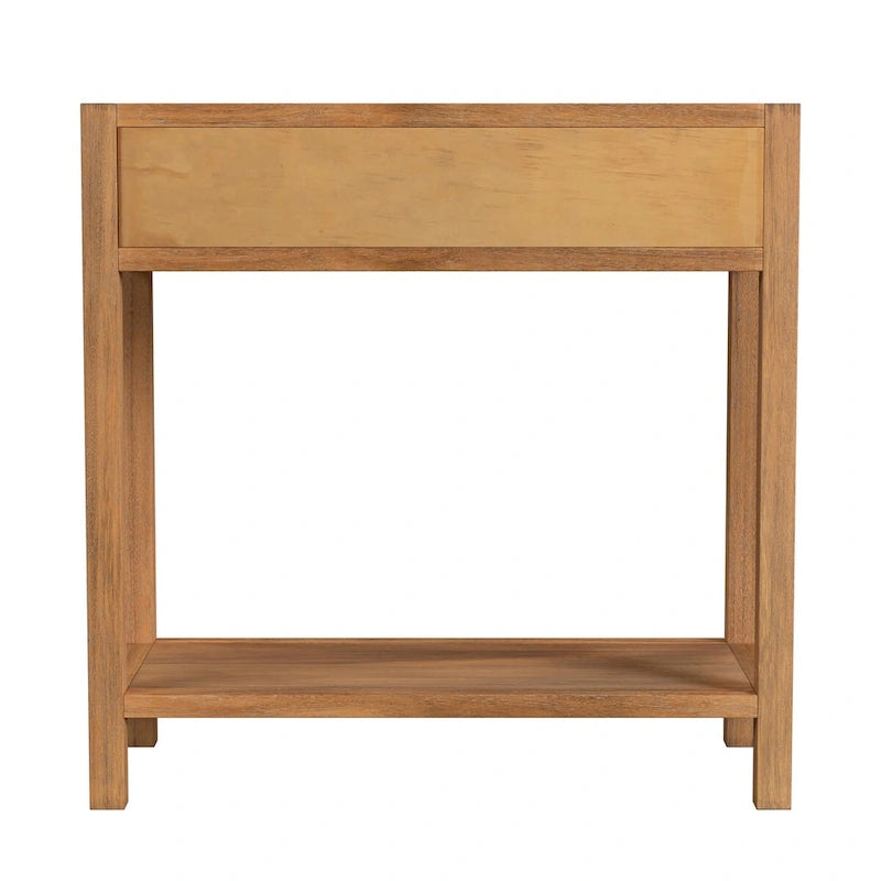 Navy/White/Natural Wood 1-Drawer Nightstand, Single