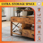 Lift-Top Coffee Table with Storage, Rustic Brown / Greige, Seats 1