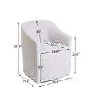 Poltroncina da pranzo a rotelle con schienale a botte in tessuto ad alte prestazioni color avorio/indaco/grigio chiaro/moka, singola
