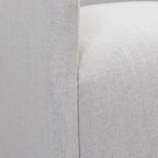 Poltroncina da pranzo a rotelle con schienale a botte in tessuto ad alte prestazioni color avorio/indaco/grigio chiaro/moka, singola