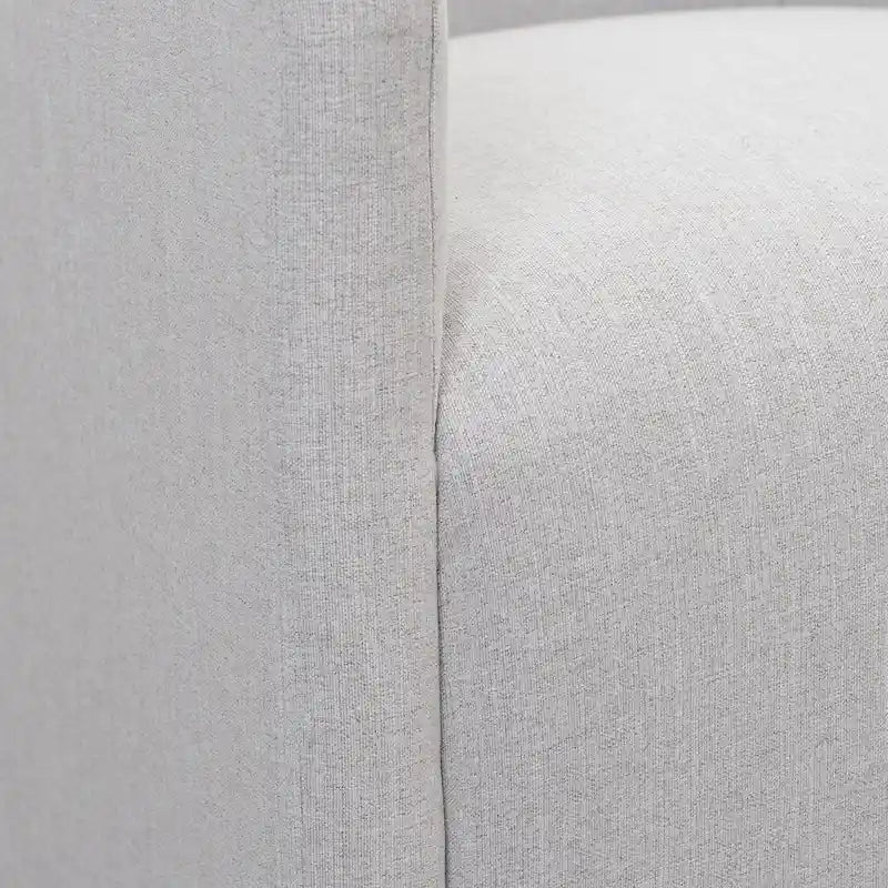 Poltroncina da pranzo a rotelle con schienale a botte in tessuto ad alte prestazioni color avorio/indaco/grigio chiaro/moka, singola