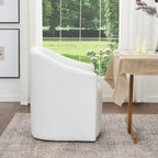 Poltroncina da pranzo a rotelle con schienale a botte in tessuto ad alte prestazioni color avorio/indaco/grigio chiaro/moka, singola