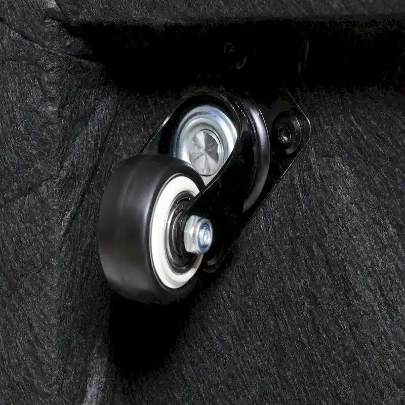 Poltroncina da pranzo a rotelle con schienale a botte in tessuto ad alte prestazioni color avorio/indaco/grigio chiaro/moka, singola