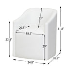 Poltroncina da pranzo a rotelle con schienale a botte in tessuto ad alte prestazioni color avorio/indaco/grigio chiaro/moka, singola