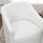 Poltroncina da pranzo a rotelle con schienale a botte in tessuto ad alte prestazioni color avorio/indaco/grigio chiaro/moka, singola