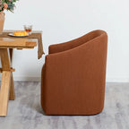 Poltroncina da pranzo a rotelle con schienale a botte in tessuto ad alte prestazioni color avorio/indaco/grigio chiaro/moka, singola