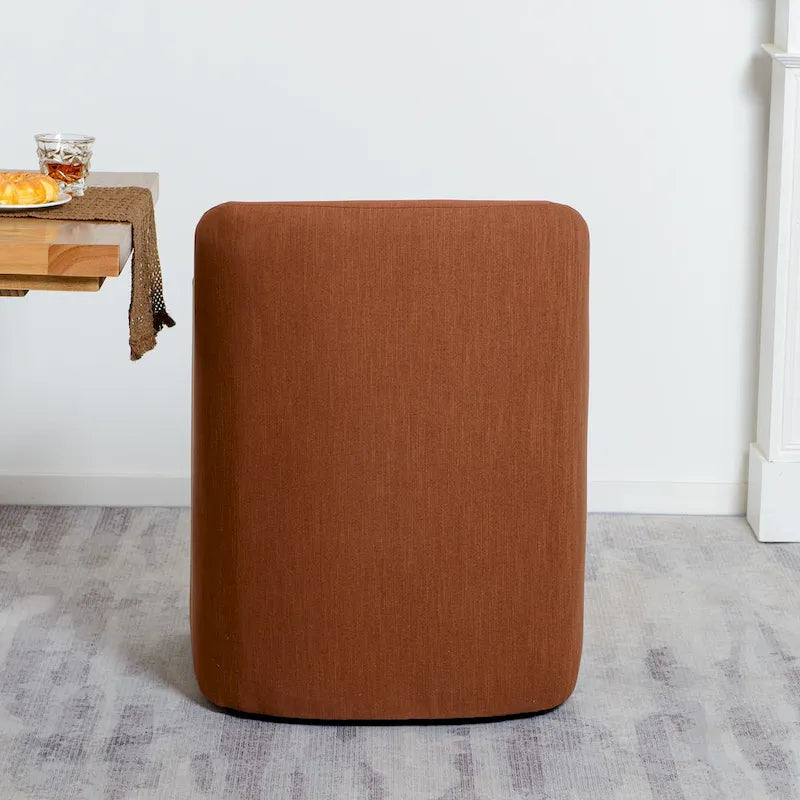 Poltroncina da pranzo a rotelle con schienale a botte in tessuto ad alte prestazioni color avorio/indaco/grigio chiaro/moka, singola