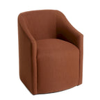 Poltroncina da pranzo a rotelle con schienale a botte in tessuto ad alte prestazioni color avorio/indaco/grigio chiaro/moka, singola