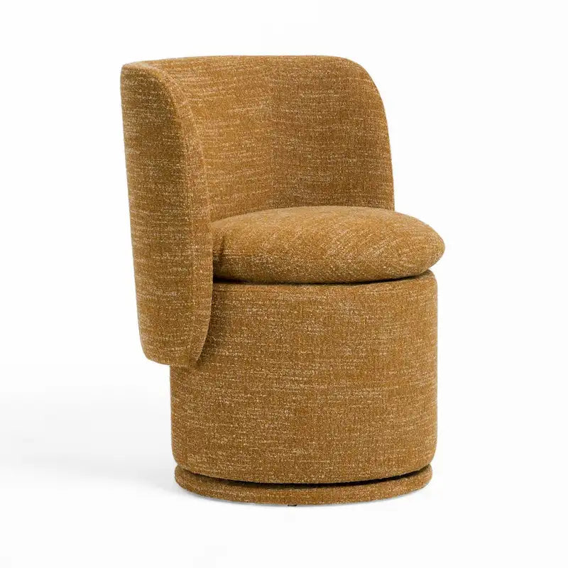 Yellow & Black Swivel Dining Chair, Curved Back, Single Seat