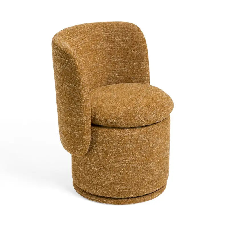 Yellow & Black Swivel Dining Chair, Curved Back, Single Seat