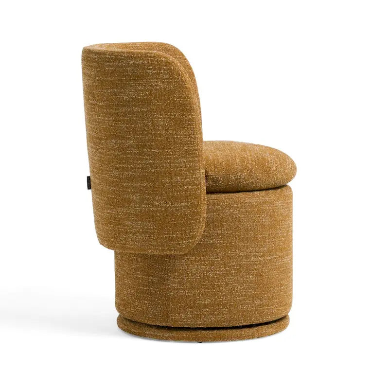 Yellow & Black Swivel Dining Chair, Curved Back, Single Seat