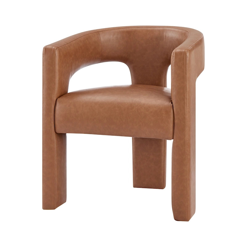 Barrel-Back Dining Arm Chair, Faux Leather / Velvet / Fabric, Seats 1