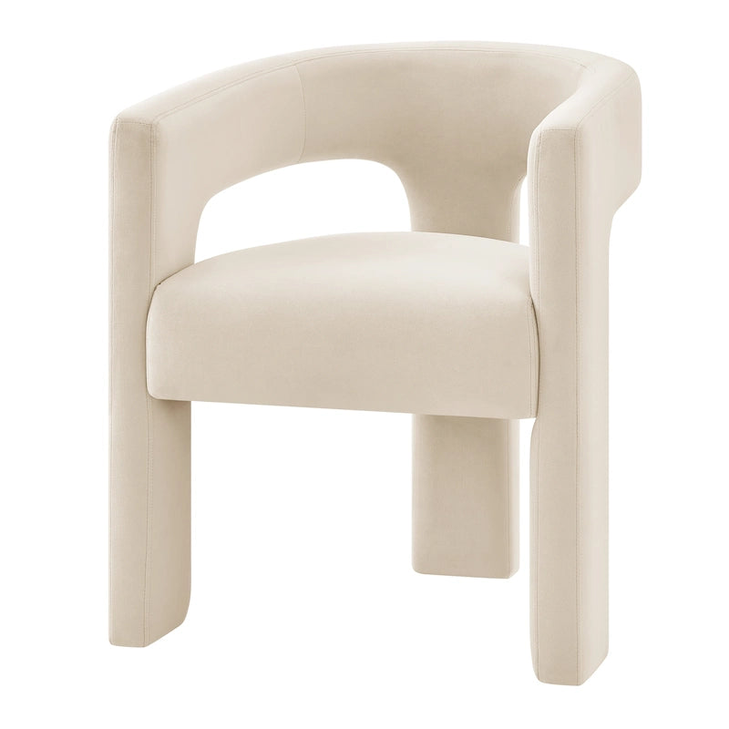Barrel-Back Dining Arm Chair, Faux Leather / Velvet / Fabric, Seats 1
