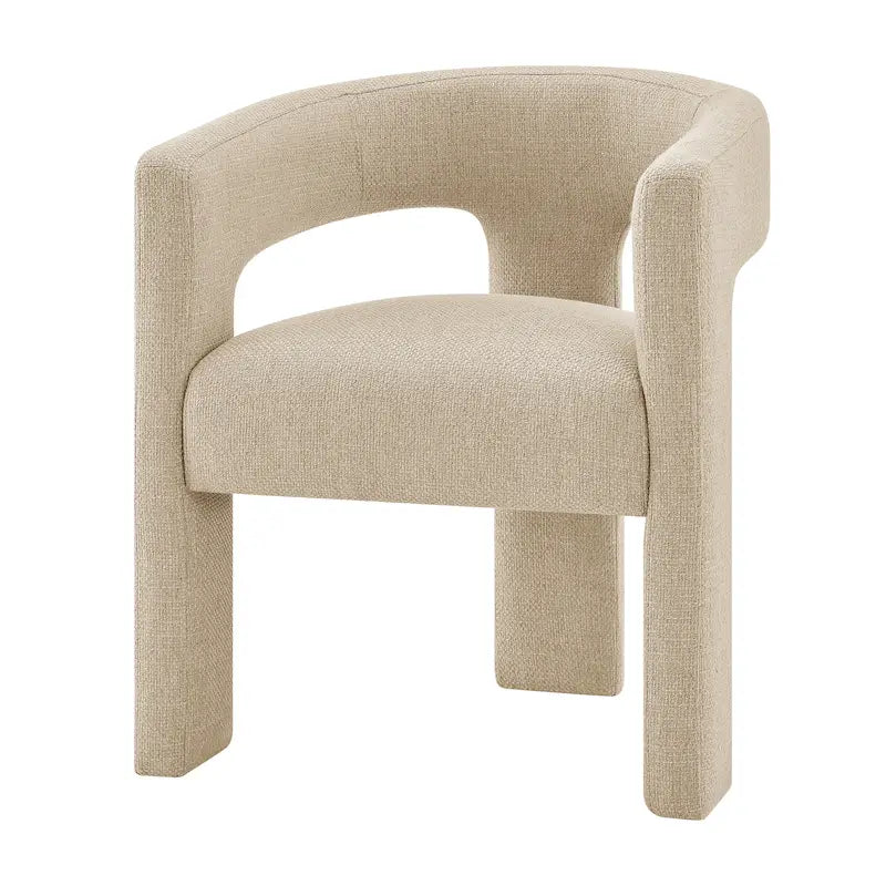 Barrel-Back Dining Arm Chair, Faux Leather / Velvet / Fabric, Seats 1