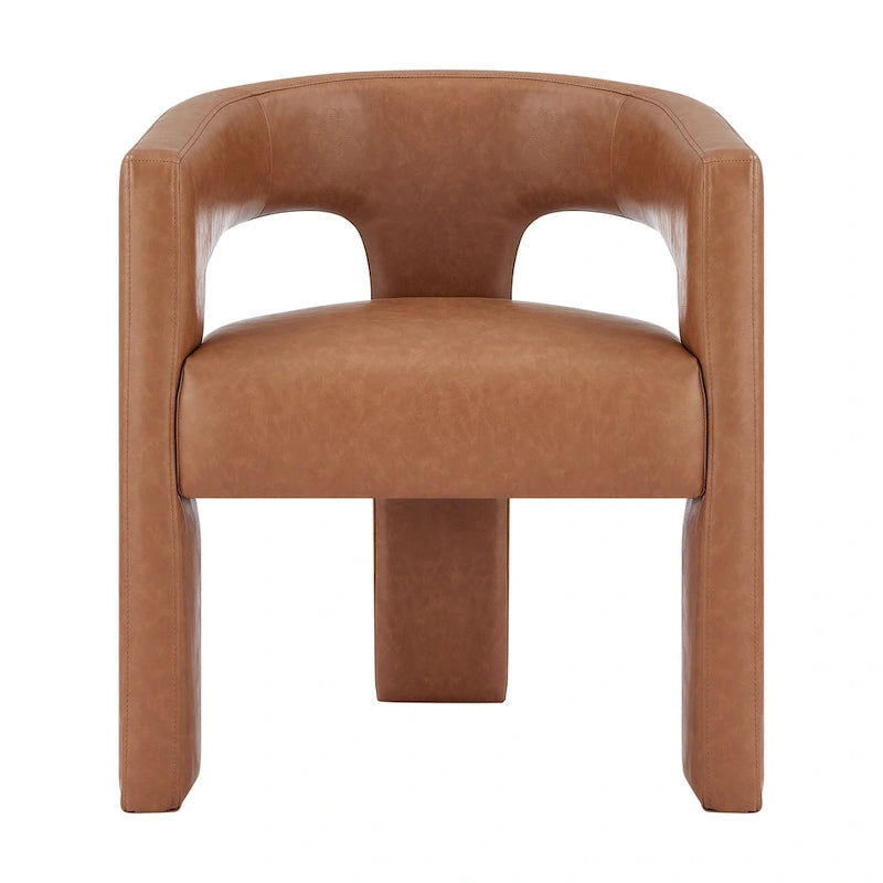 Barrel-Back Dining Arm Chair, Faux Leather / Velvet / Fabric, Seats 1