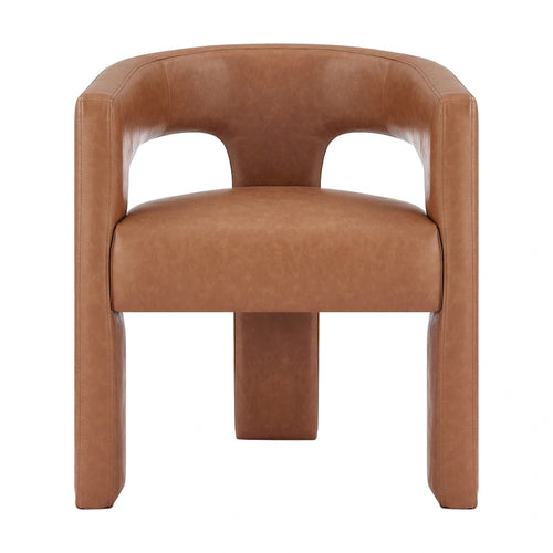 Barrel-Back Dining Arm Chair, Faux Leather / Velvet / Fabric, Seats 1