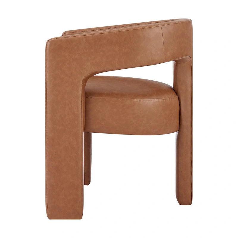 Barrel-Back Dining Arm Chair, Faux Leather / Velvet / Fabric, Seats 1
