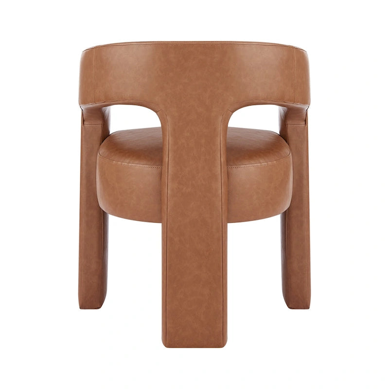 Barrel-Back Dining Arm Chair, Faux Leather / Velvet / Fabric, Seats 1