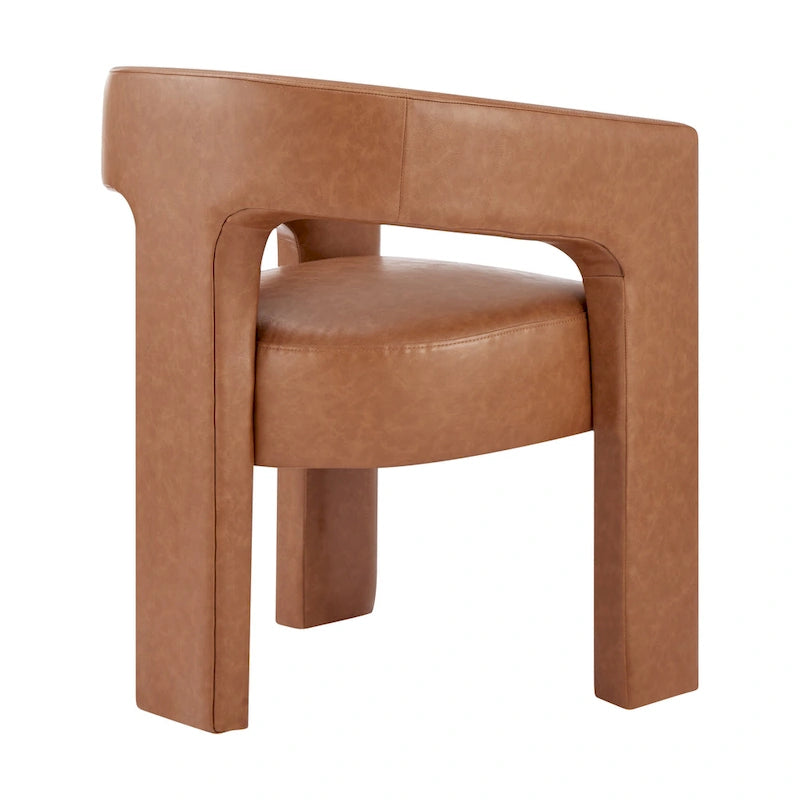 Barrel-Back Dining Arm Chair, Faux Leather / Velvet / Fabric, Seats 1
