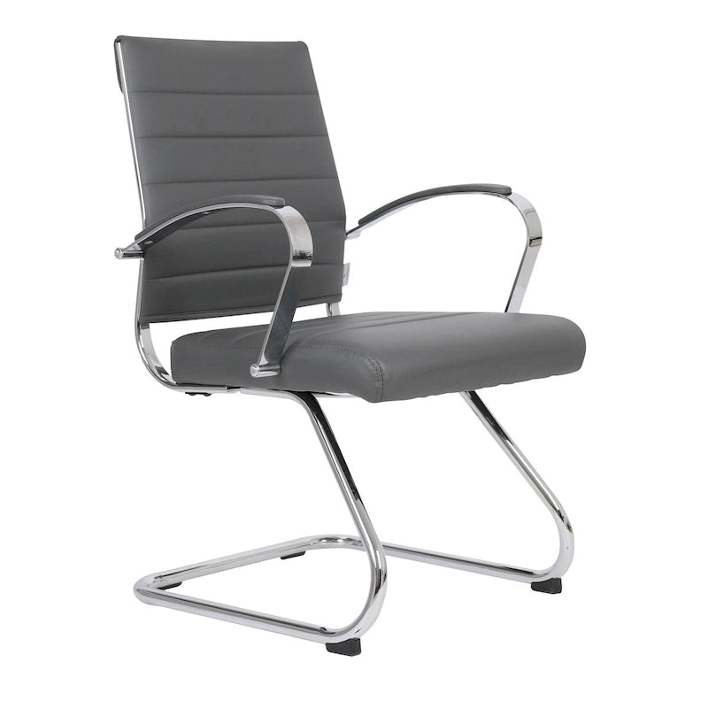 Sedia da ufficio con base a slitta in similpelle, multicolore, un posto