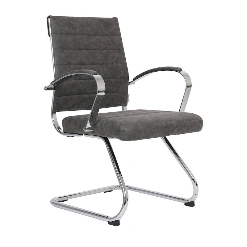 Sedia da ufficio con base a slitta in similpelle, multicolore, un posto