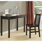 White / Black Wood Writing Desk, Contemporary, 1-Person, 1 Drawer