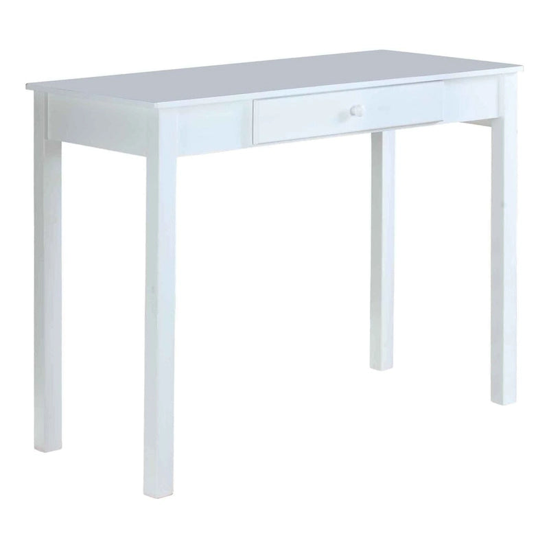 White / Black Wood Writing Desk, Contemporary, 1-Person, 1 Drawer
