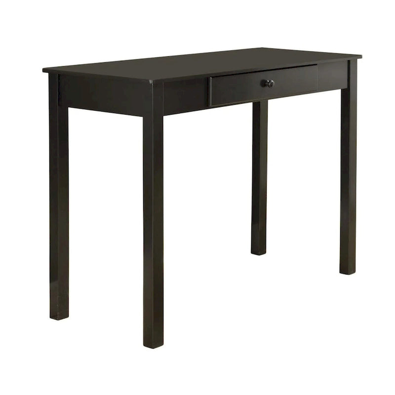 White / Black Wood Writing Desk, Contemporary, 1-Person, 1 Drawer