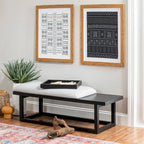 Black/Grey Upholstered Wood Storage Bench, 1-Person